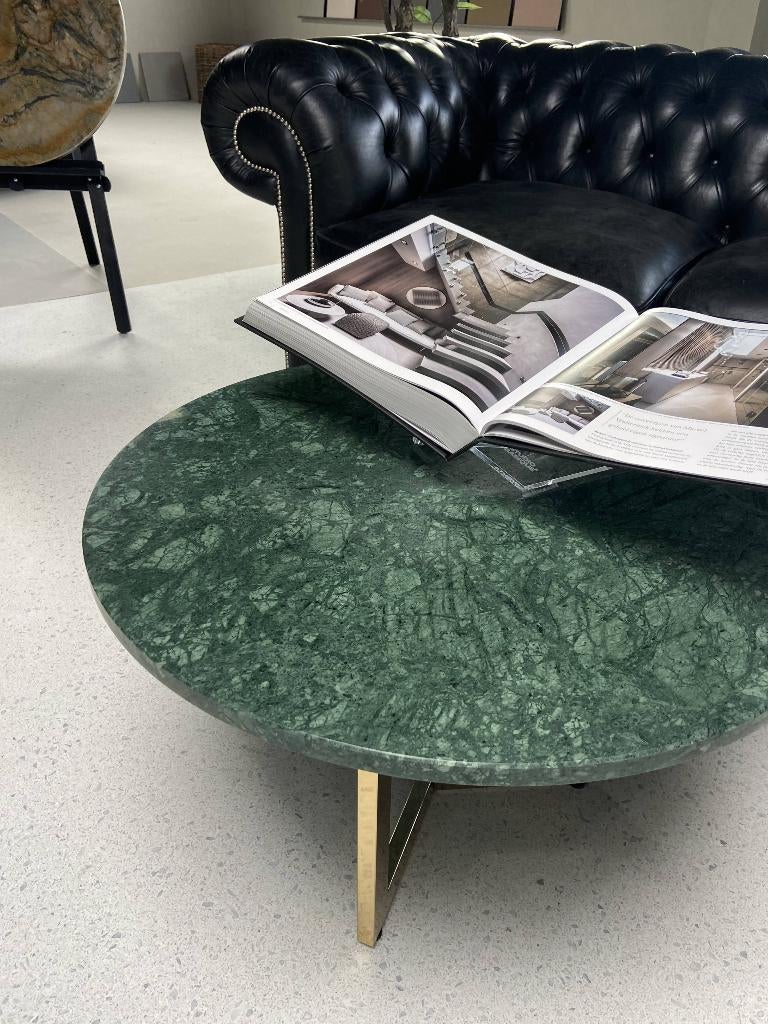 Groen marmeren salontafel rond ø70cm, Huis en Inrichting, Tafels | Bijzettafels, Ophalen, Minder dan 45 cm, Rond, Nieuw