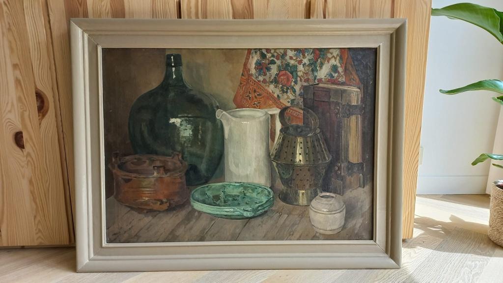 Schilderij M. Van der Burg, stilleven, olieverf op doek, Ophalen
