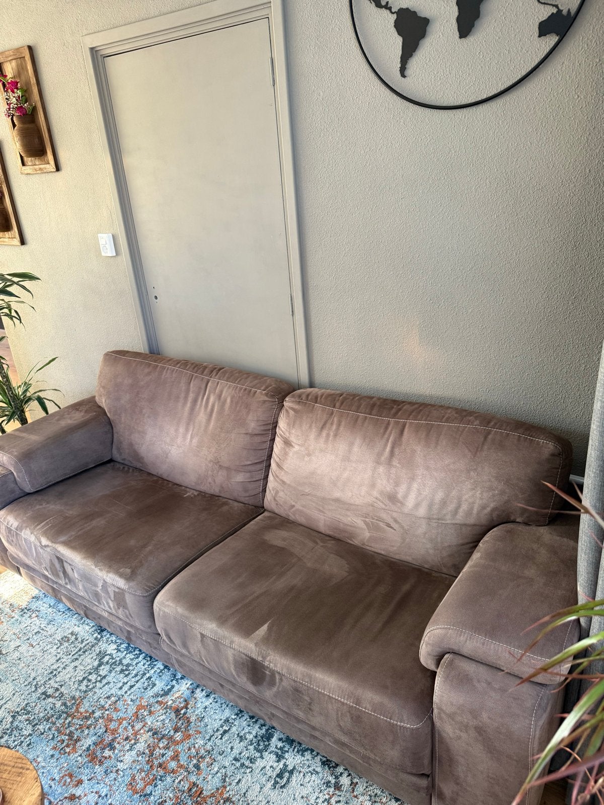Bank Durban 3-zits - Taupe stof, Ophalen, Gebruikt, Driepersoons, 75 tot 100 cm