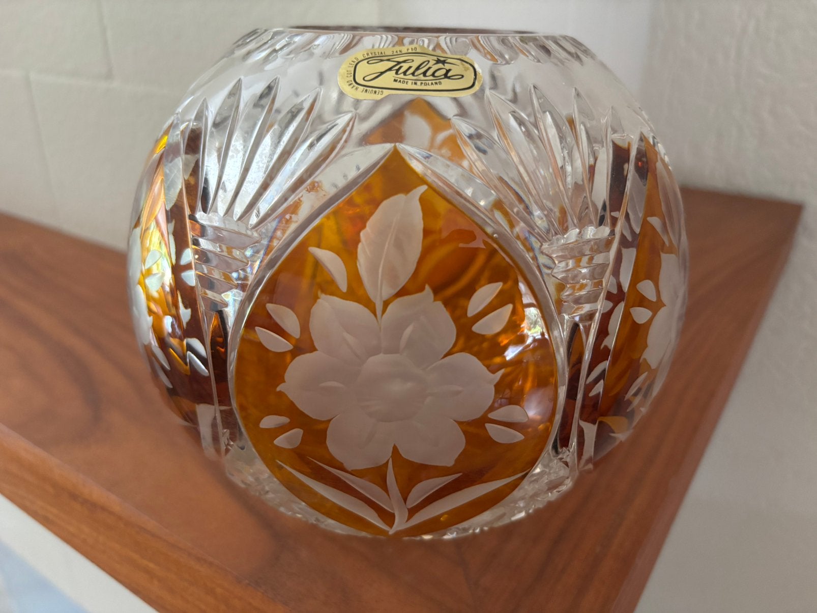 Vintage Julia kristallen vaas bolvaas diameter is 18 cm, Huis en Inrichting, Woonaccessoires | Vazen, Ophalen, Zo goed als nieuw