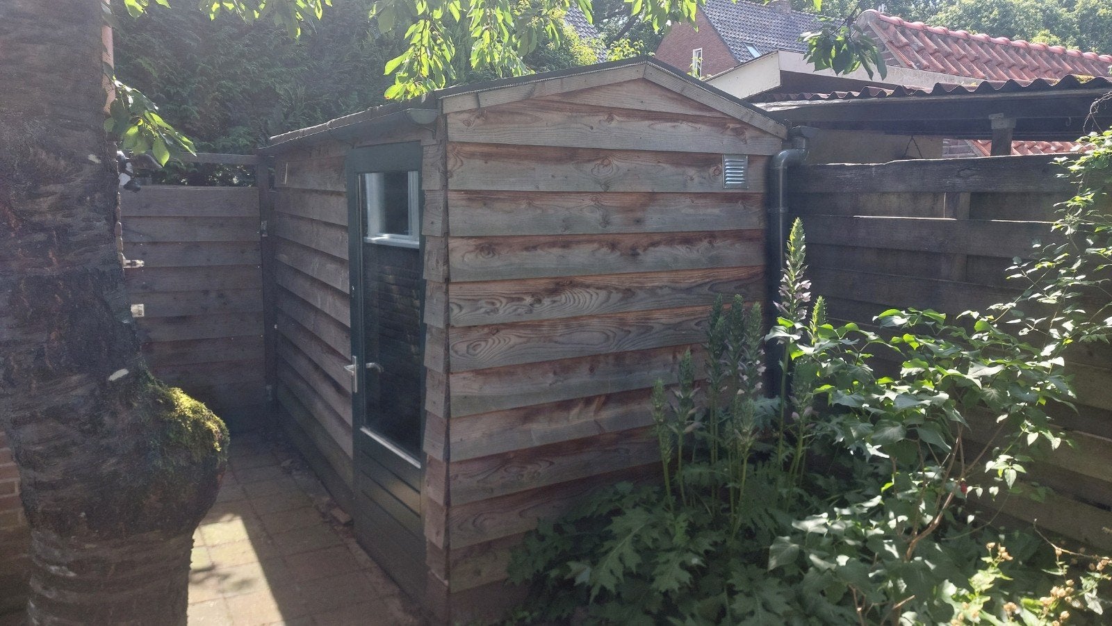 Houten schuur 350 x 180cm met raam en deur, Tuin en Terras, Ophalen, 250 tot 500 cm, Schuur, 1 raam