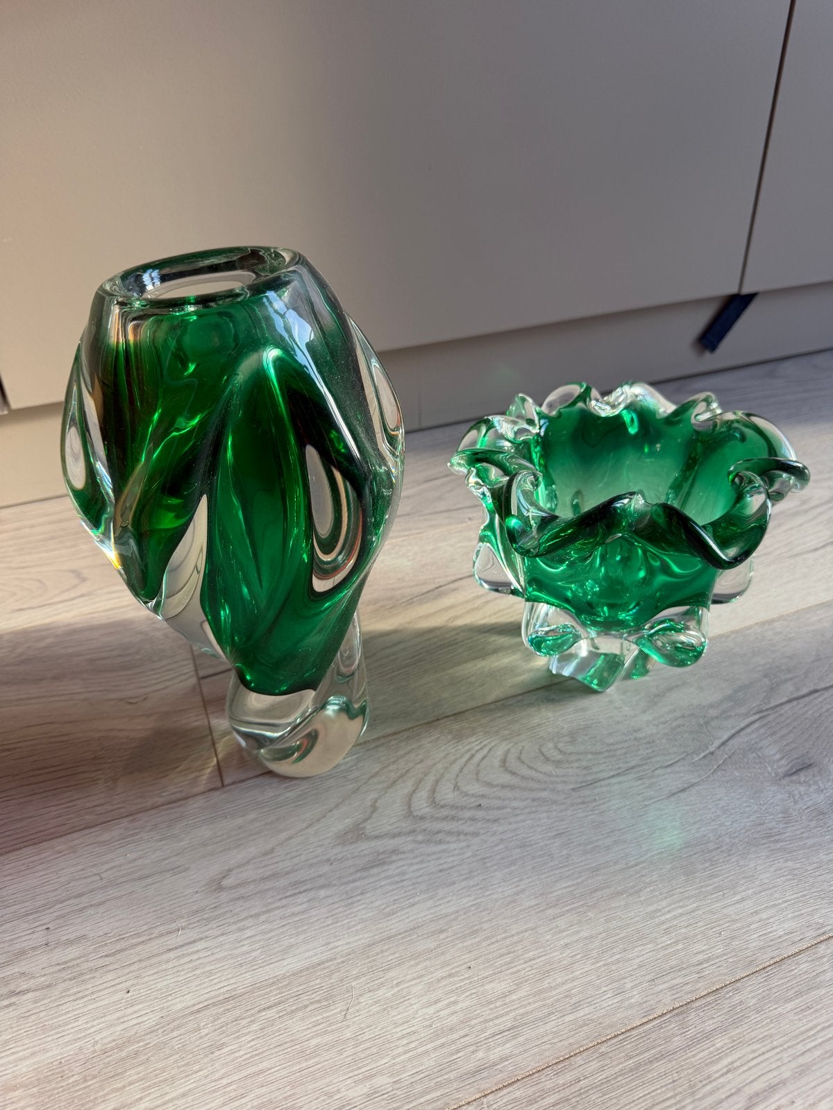 Vintage Chribska Glazen Set (Vaas + Schaal) – Josef Hospodka, Ophalen
