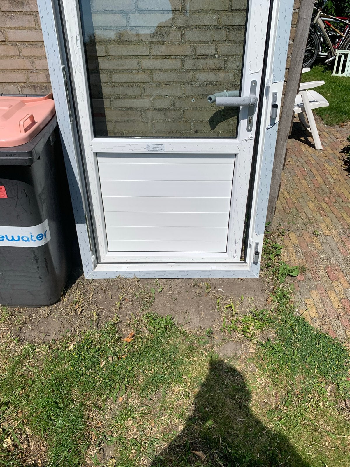 Nieuw kunststof deurkozijn met deur - Verkeerd besteld, Kunststof, 215 cm of meer, Nieuw, Buitendeur