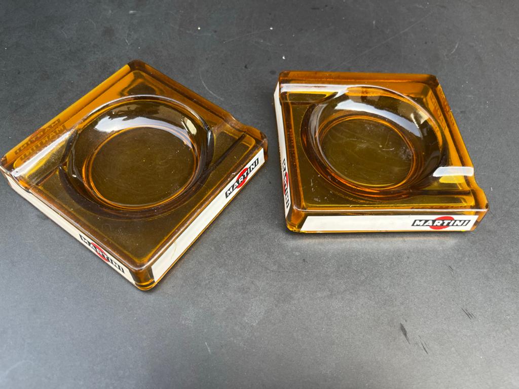 Set vintage Martini asbakken bruin glas gemerkt, Ophalen of Verzenden, Huis en Inrichting