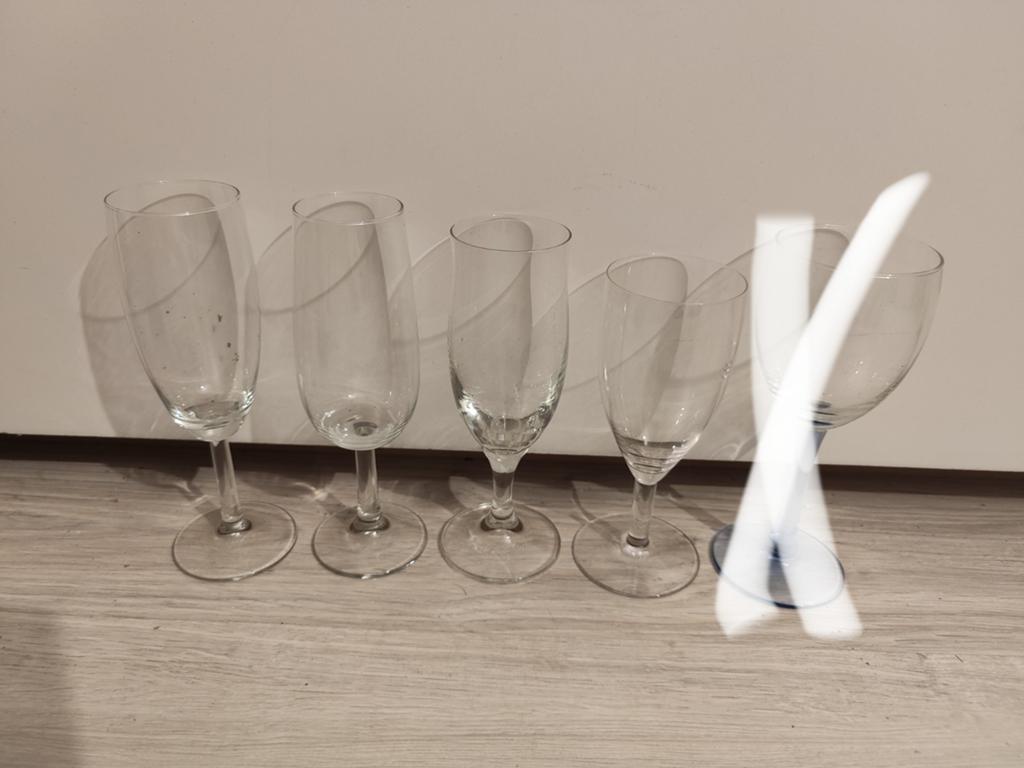 4 champagne glazen verschillende, Ophalen of Verzenden