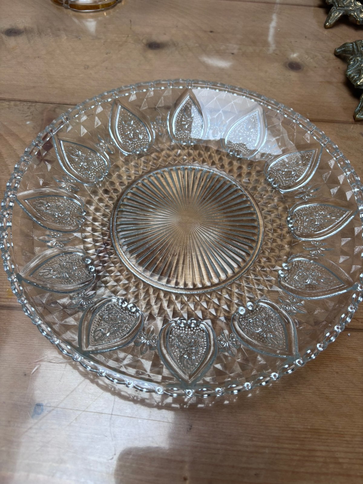 Vintage glazen schaal taartbord, Ophalen of Verzenden