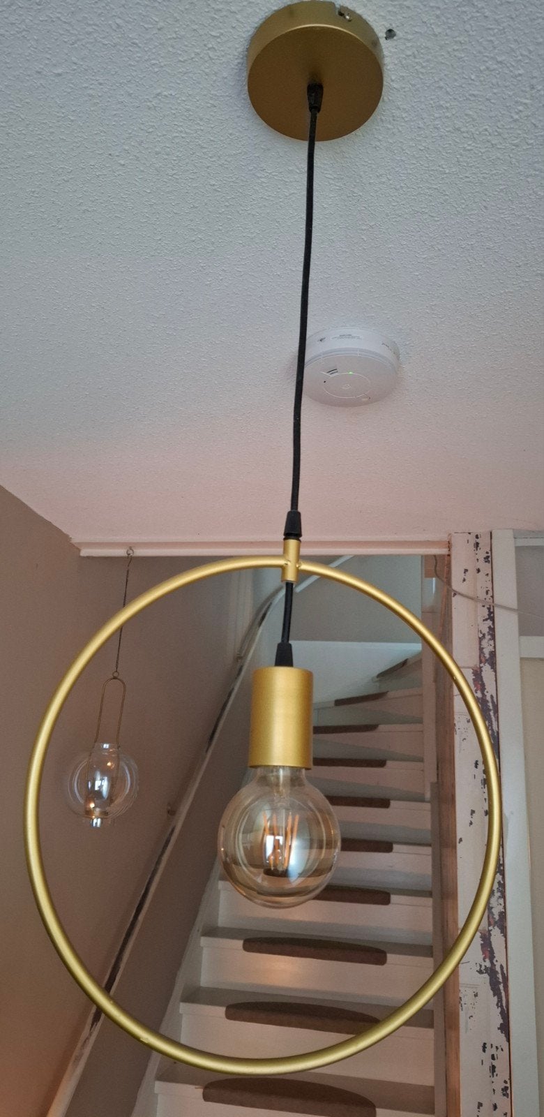 Moderne goudkleurige hanglamp, Gebruikt, Metaal, Modern, E27 (groot)