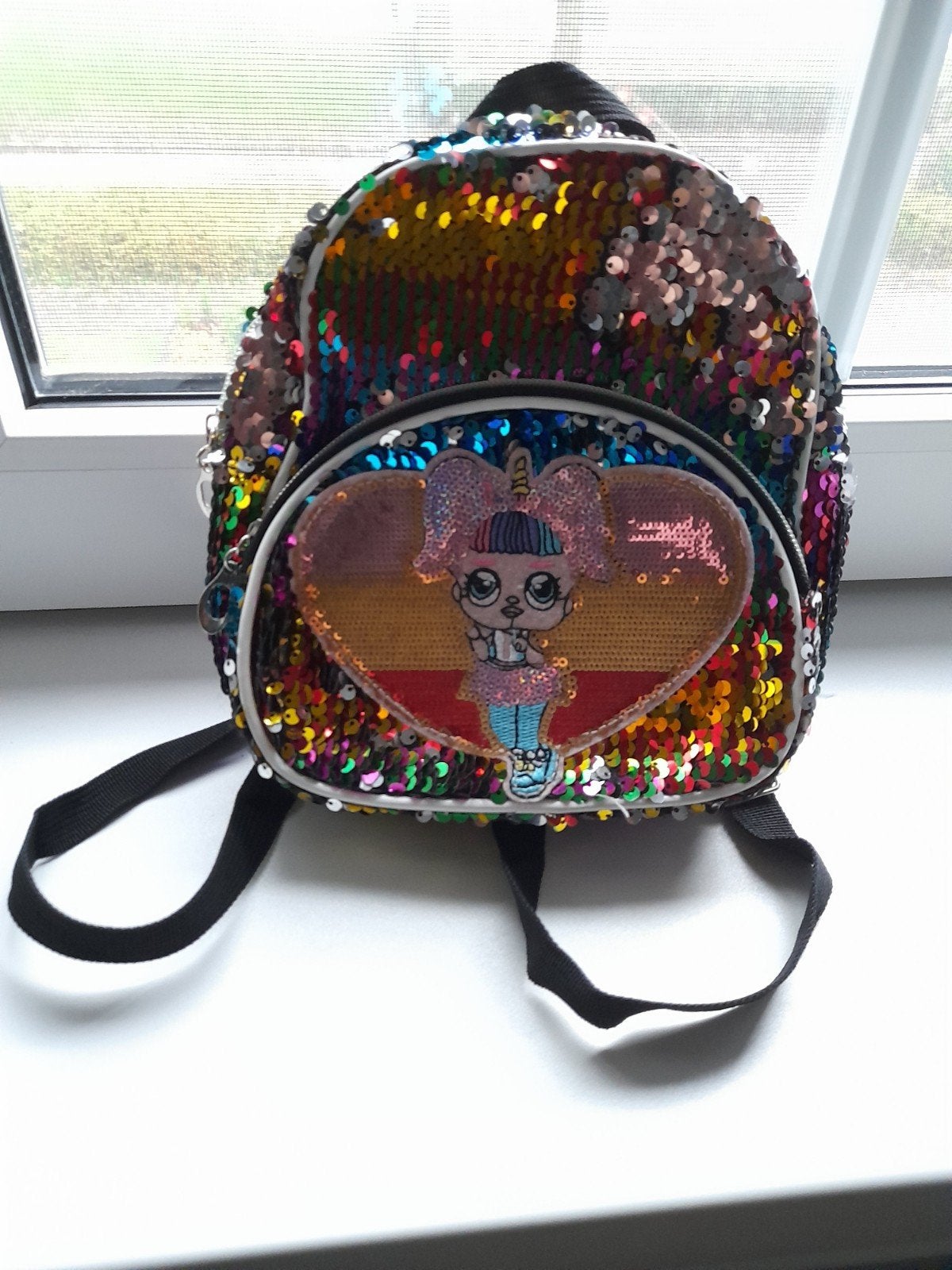 Koopje pailletten glitter klein rugzakje, unicornpop, Meerkleurig, Ophalen of Verzenden, Zo goed als nieuw, Verstelbaar