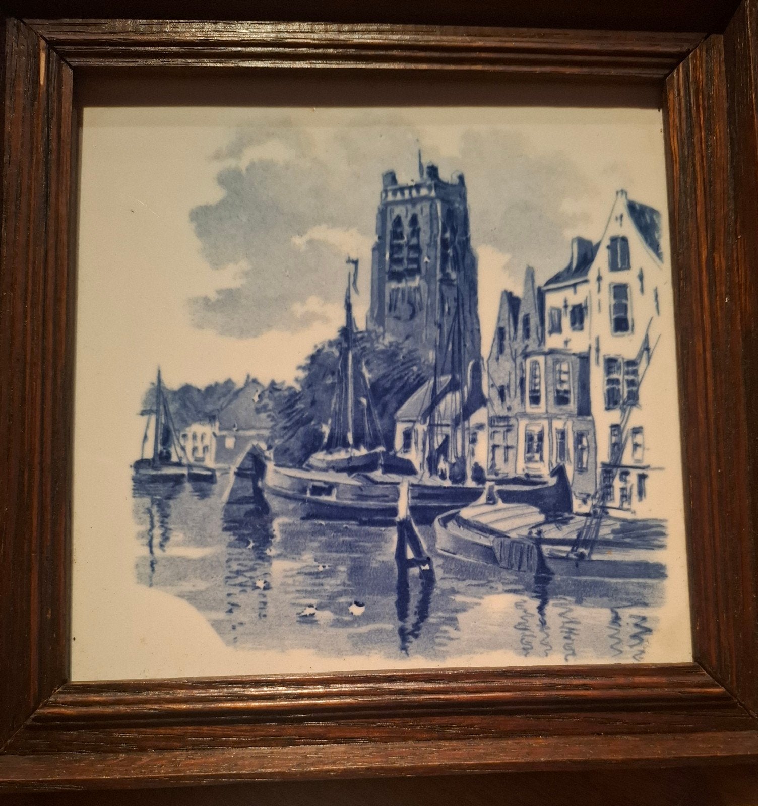 Keramische Delfts blauwe tegel., Ophalen of Verzenden