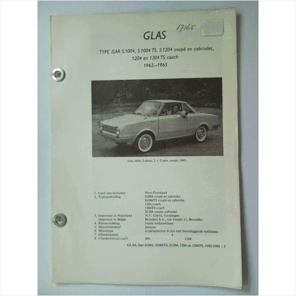 Glas 1004 1204 Vraagbaak losbladig 1962-1965 #1 Nederlands, Boeken, Auto's | Boeken, Gelezen, Overige merken, Ophalen of Verzenden