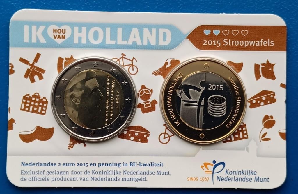 Holland Coincard 2015: Ik Hou van Holland - Stroopwafels, Verzenden, Koningin Beatrix, Euro's, Setje