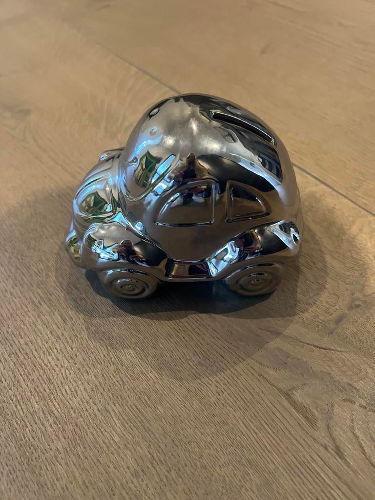 Zilveren Spaarpot Auto - Glanzend en Decoratief, Ophalen of Verzenden, Nieuw, Metaal of Blik, Vervoermiddel