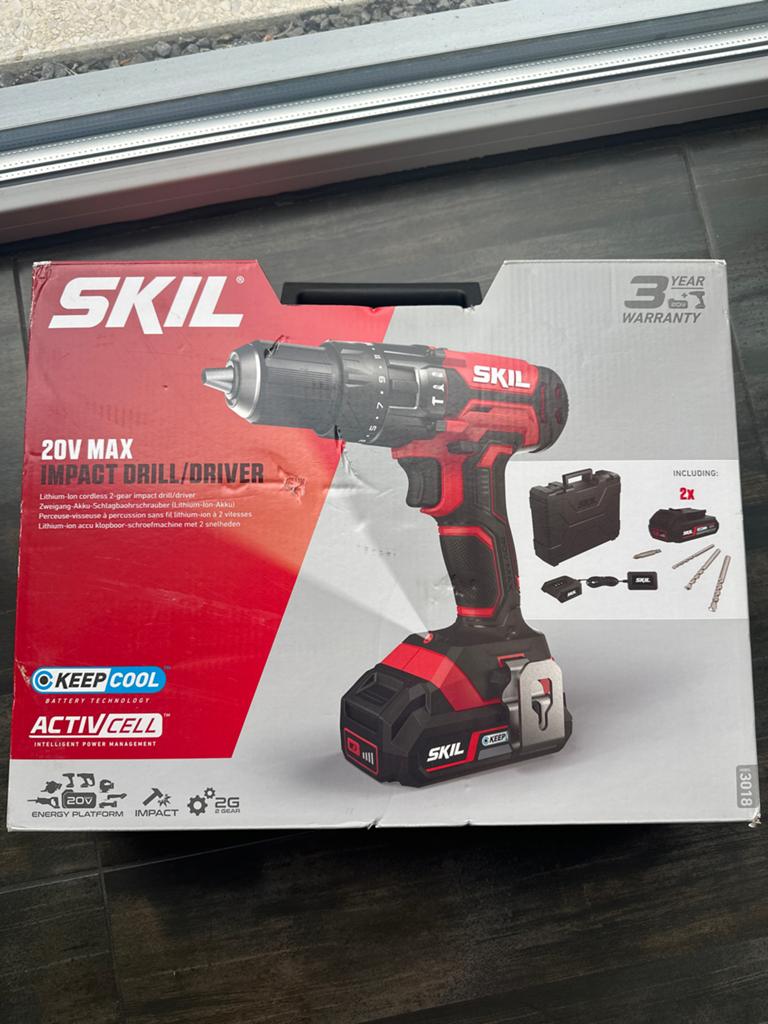 SKIL 20V Max Impact Boor-/Schroefmachine met 2 accu's, Doe-het-zelf en Verbouw, Gereedschap | Boormachines, Ophalen, Nieuw, Boor- en Schroefmachine