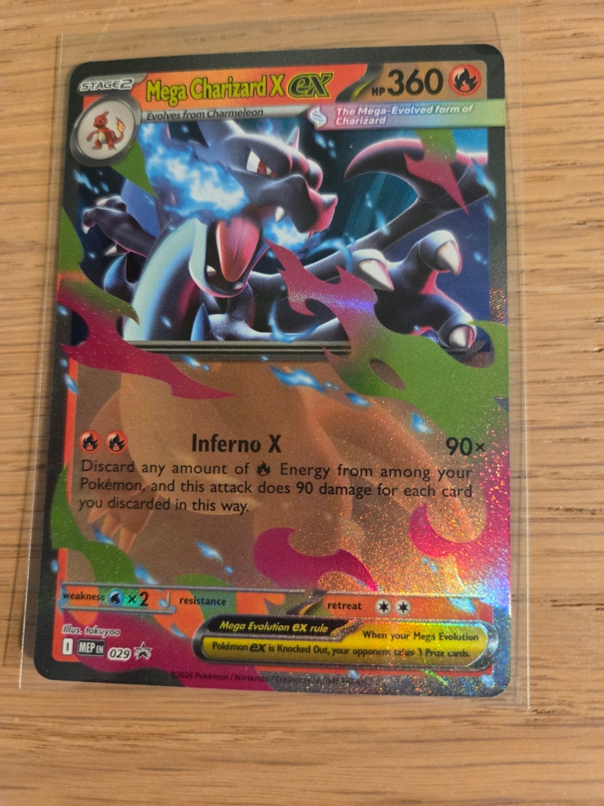 Mega Charizard X EX Pokémon Kaart - Zeldzaam Foil, Ophalen of Verzenden, Nieuw, Losse kaart, Foil