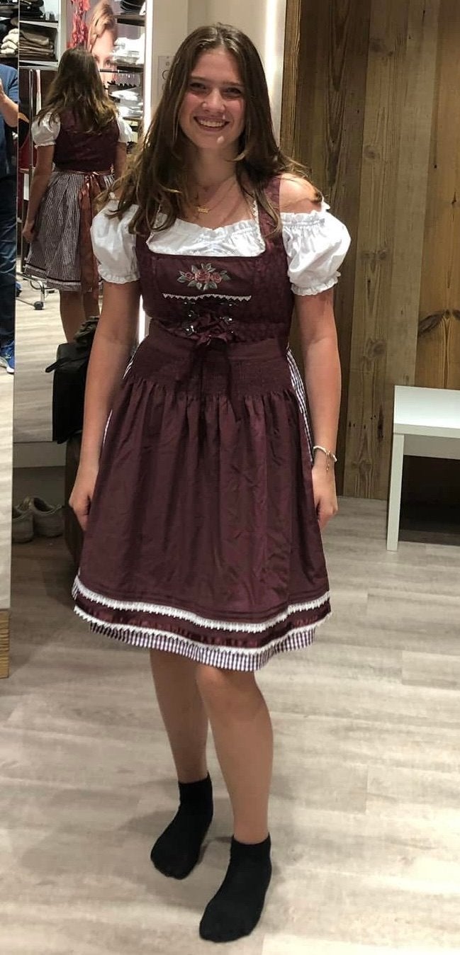 Originele Oostenrijkse Dirndl, Kleding | Dames, Bruin, Zo goed als nieuw, Boven de knie, Ophalen