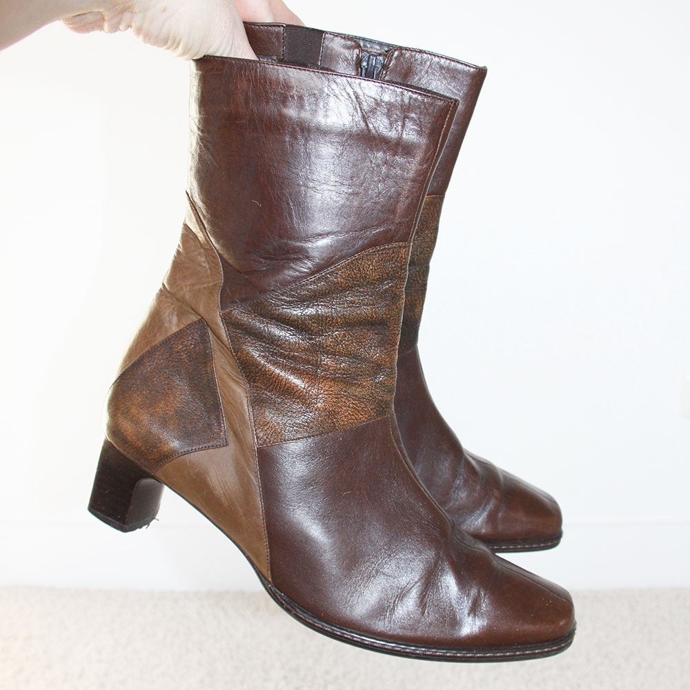 Zeer Mooie Leren Verhulst Laarsjes -s15 (Maat G6½/40) € 60,-, Kleding | Dames, Schoenen, Bruin, Lage of Enkellaarzen, Verhulst