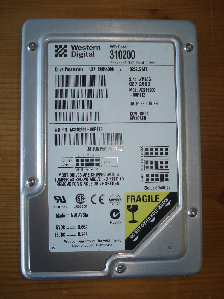 Hard Drive WD Caviar 310200, Intern, Gebruikt, HDD, 10 GB