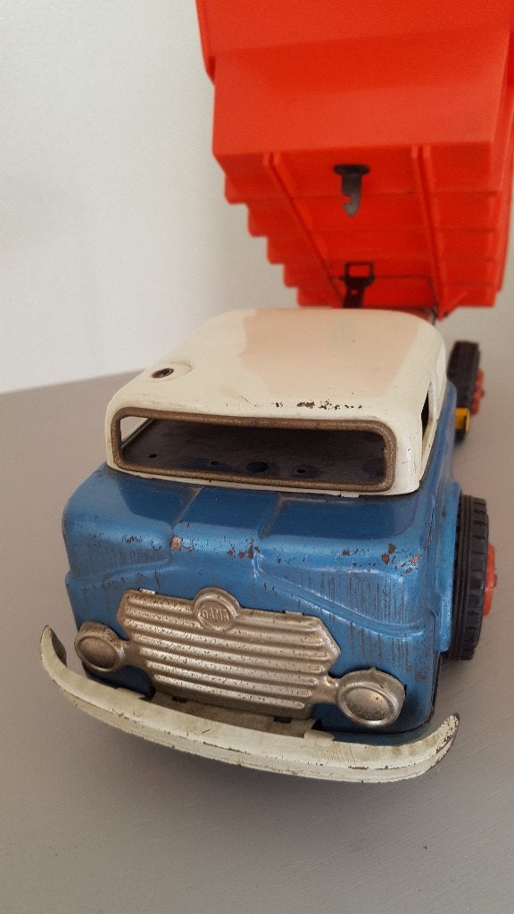 Vintage GAMA Blikken Kiepwagen, Ophalen of Verzenden