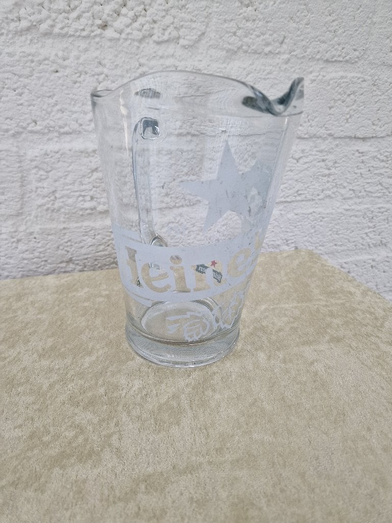 Heineken bierkan 1.5L glas | bar pitcher, Ophalen of Verzenden, Zo goed als nieuw, Glas of Glazen, Heineken