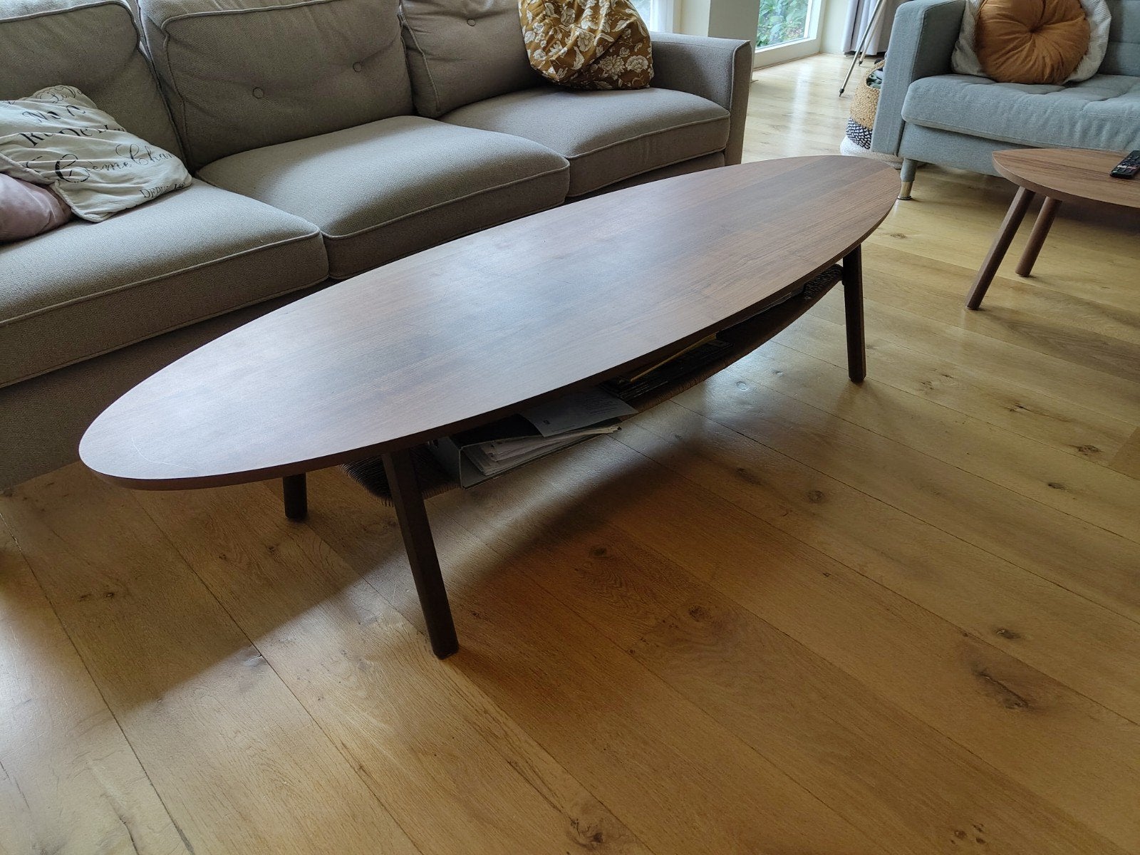 Ikea Stockholm salontafel, walnoot fineer, 180x59cm, Ophalen, 50 tot 100 cm, Zo goed als nieuw, 150 tot 200 cm