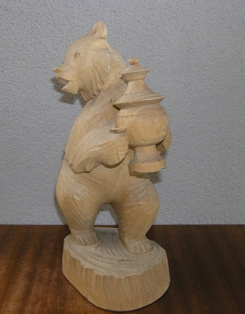 Grote handgesneden houten beer + speelgoed beer en haas, Houtsnijwerk, Ophalen of Verzenden, 20 - 50 cm, Hout
