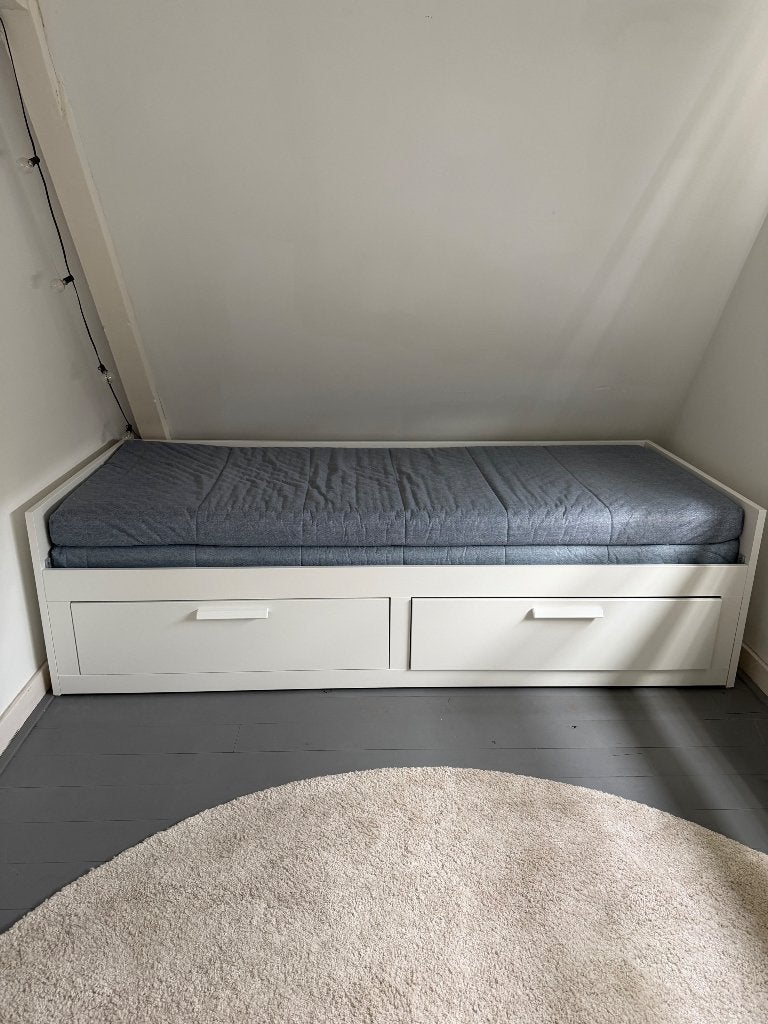 IKEA BRIMNES adjustable bed (80/160x200) with matresses, Ophalen, Verstelbaar, Wit, Tweepersoons