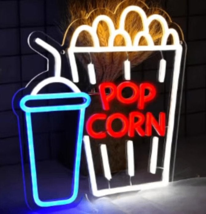 LED lamp neon stijl Popcorn (33.5x31cm), Verzamelen, Ophalen of Verzenden, Nieuw, Lichtbak of (neon) lamp