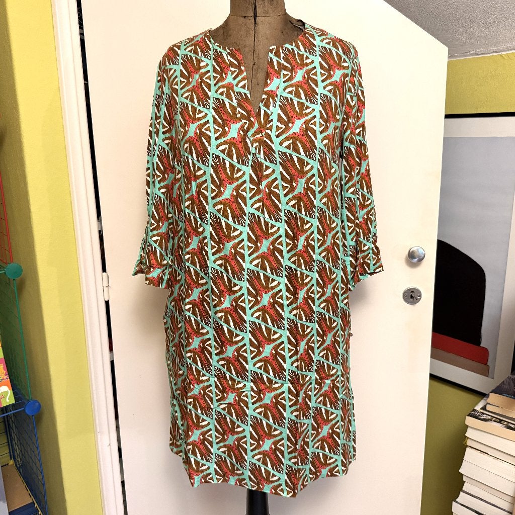 River Woods viscose jurk maat 42 ZGAN!, Kleding | Dames, Jurken, River Woods, Maat 42/44 (L), Zo goed als nieuw, Knielengte
