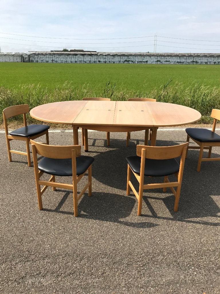 Borge Mogensen Andersson tafel 6 Fredericia stoel vintage, Ophalen, Bruin, Leer, Nvt