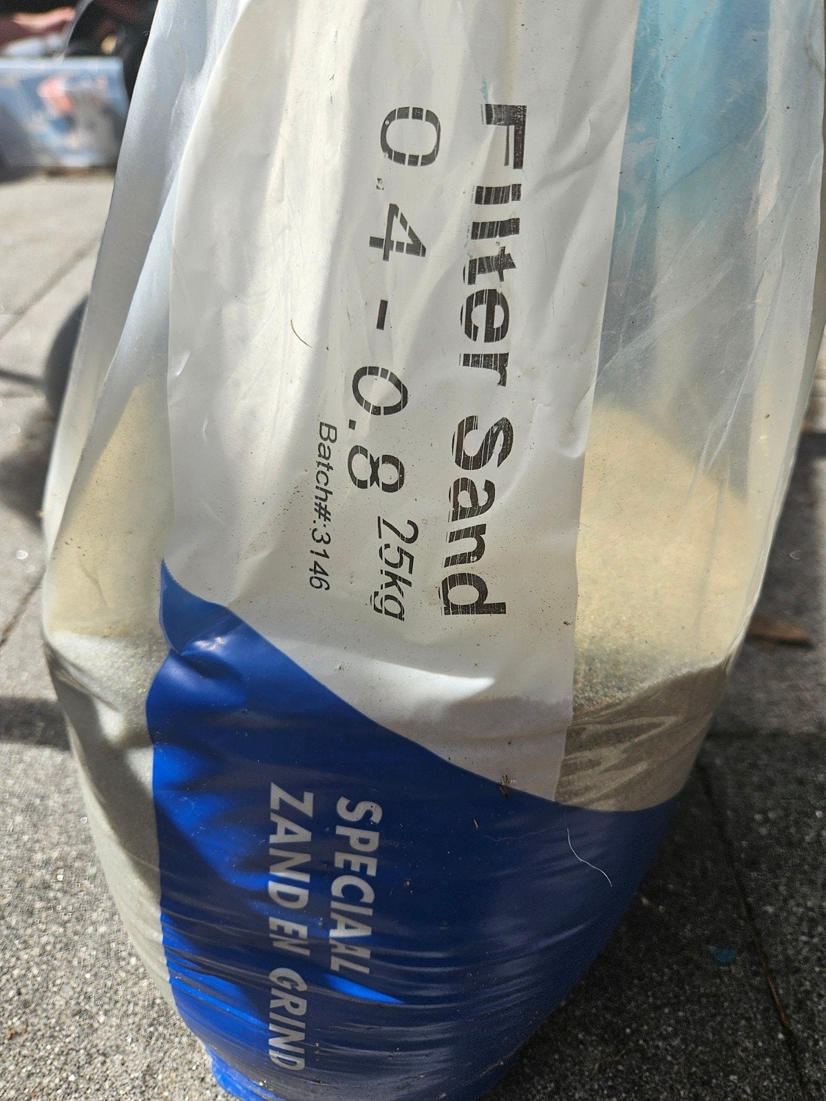 Aangebroken zak filterzand 0.4-0.8mm, 25kg, Ophalen