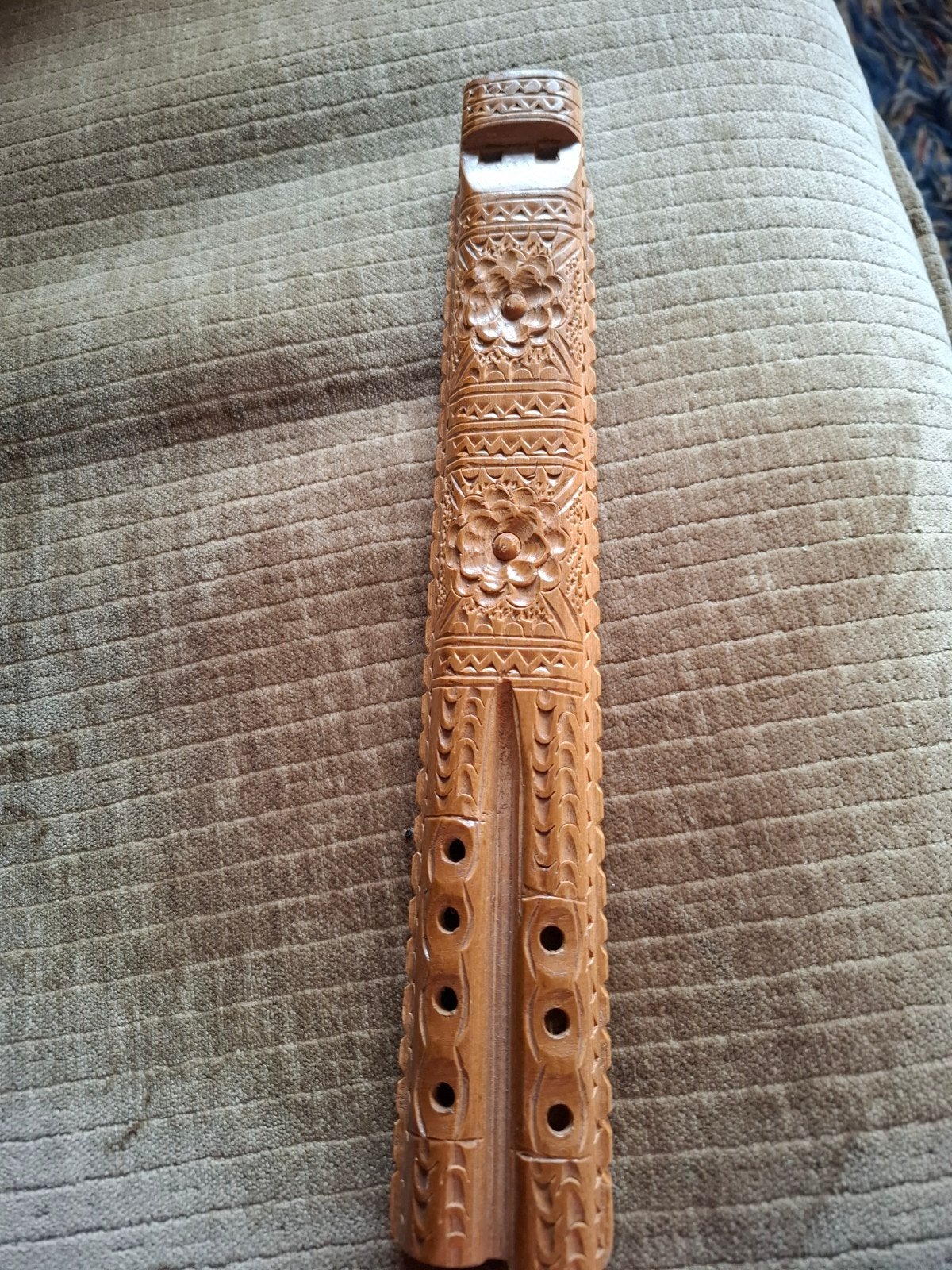 Vintage jaren '70 houten fluit - handgesneden, Ophalen of Verzenden, Gebruikt, Houtblazer
