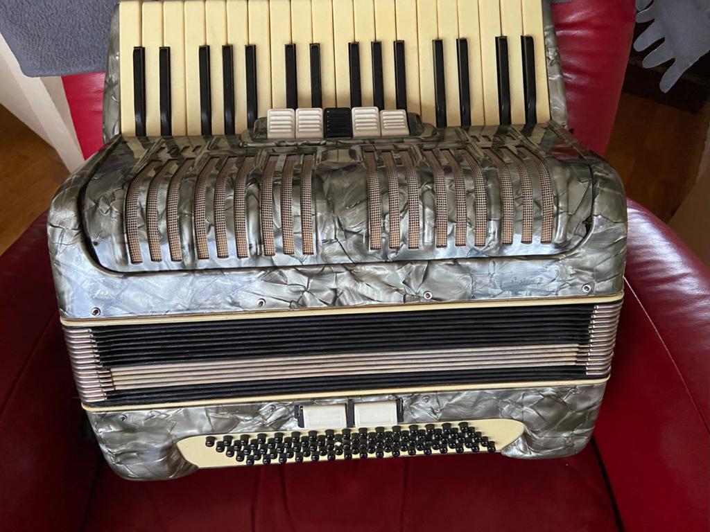 Vintage Accordeon, Overige merken, Gebruikt, 80-bas, Met koffer