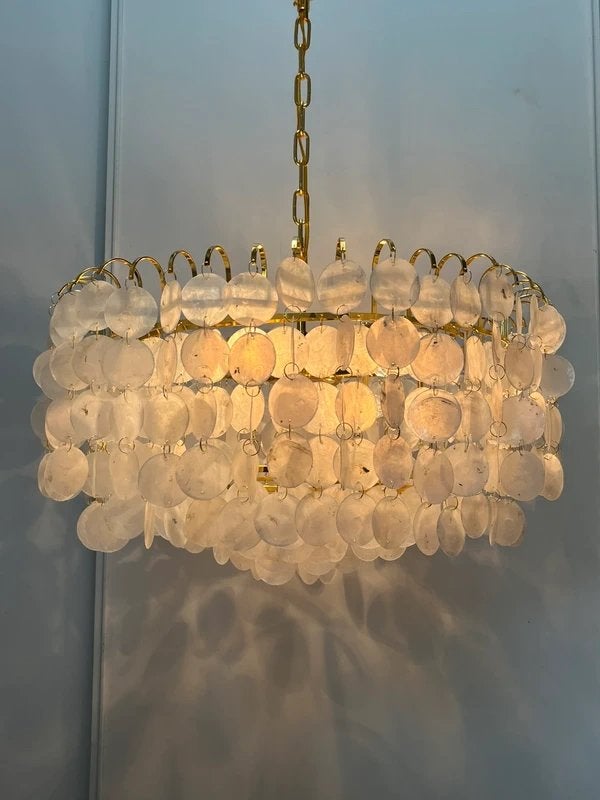 Januari aanbieding XL capiz grote schelpen lamp hanglamp 60, Baak, Ophalen of Verzenden, Zo goed als nieuw, Baak