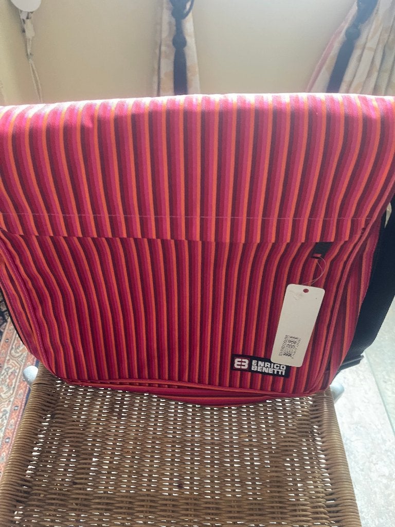 LaptopTas Enrico Benetti Oranje Rood Roze Zwart Gestreept, Computers en Software, Laptoptassen, Nieuw, Ophalen of Verzenden, 13 inch