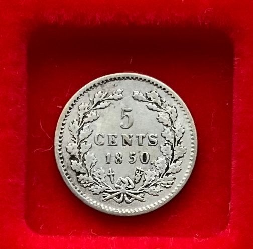 VERSCHILLENDE JAREN 5 cent Willem III, Ophalen, Koning Willem III, Zilver, Losse munt