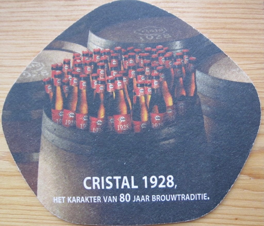 bierviltje van Cristal 1928, Ophalen of Verzenden, Zo goed als nieuw, Viltje(s), Overige merken