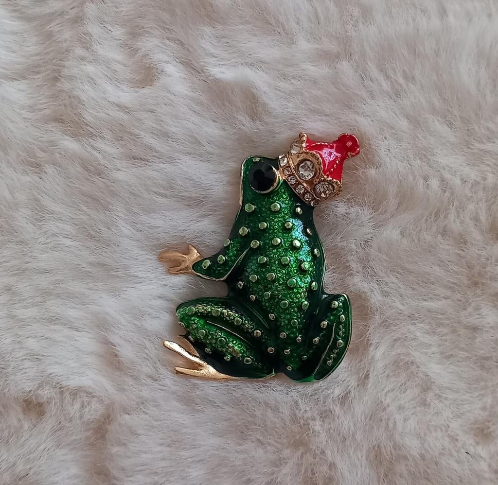 Kikker prins broche, Overige materialen, 4 tot 7 cm, Nieuw, Ophalen of Verzenden