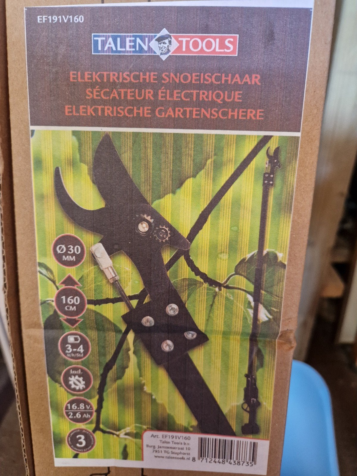 Talen Tools Elektrische Snoeischaar 160cm - Nieuw in doos, Ophalen, Nieuw, 30 t/m 39 mm, Talen Tools