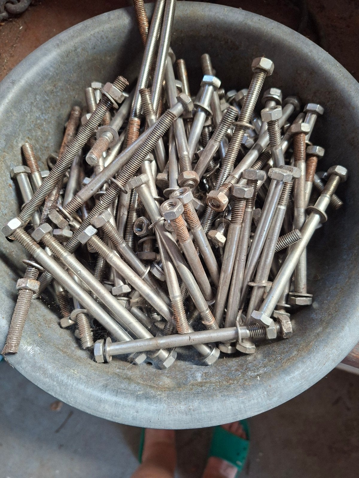 Bak met RVS zeskantbouten 8 mm incl. moer, Ophalen, Gebruikt, Rvs