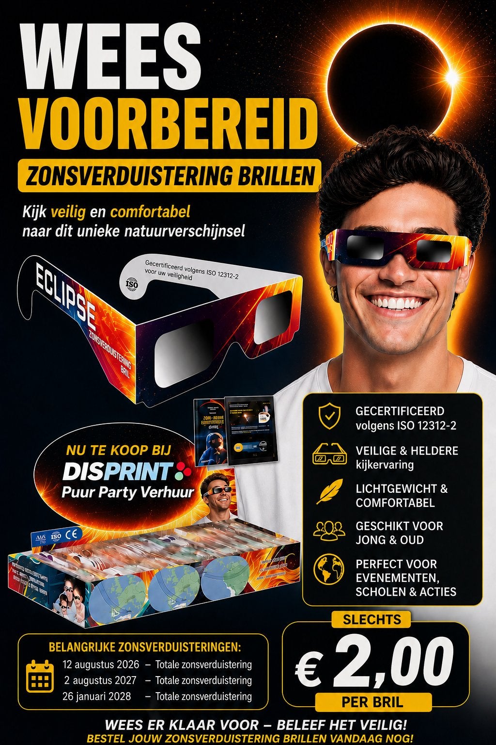 Eclipse brillen, Ophalen of Verzenden, Zo goed als nieuw