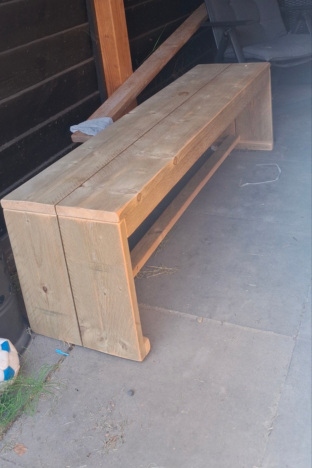 Stevige houten bank voor bij de eettafel, Ophalen, Gebruikt, Overige kleuren, Drie