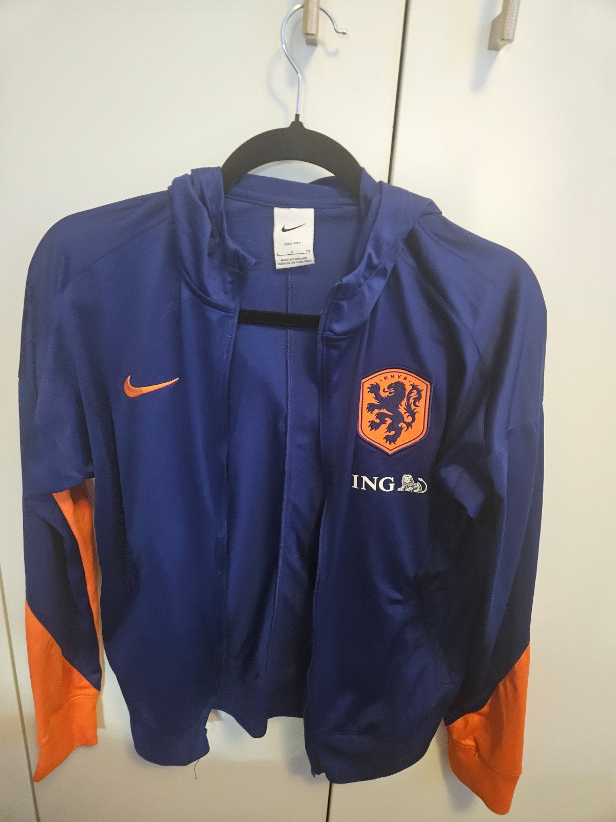 Nike KNVB Nederland Trainingsjack Oranje/Blauw Maat S, Ophalen of Verzenden, Zo goed als nieuw, Meerkleurig
