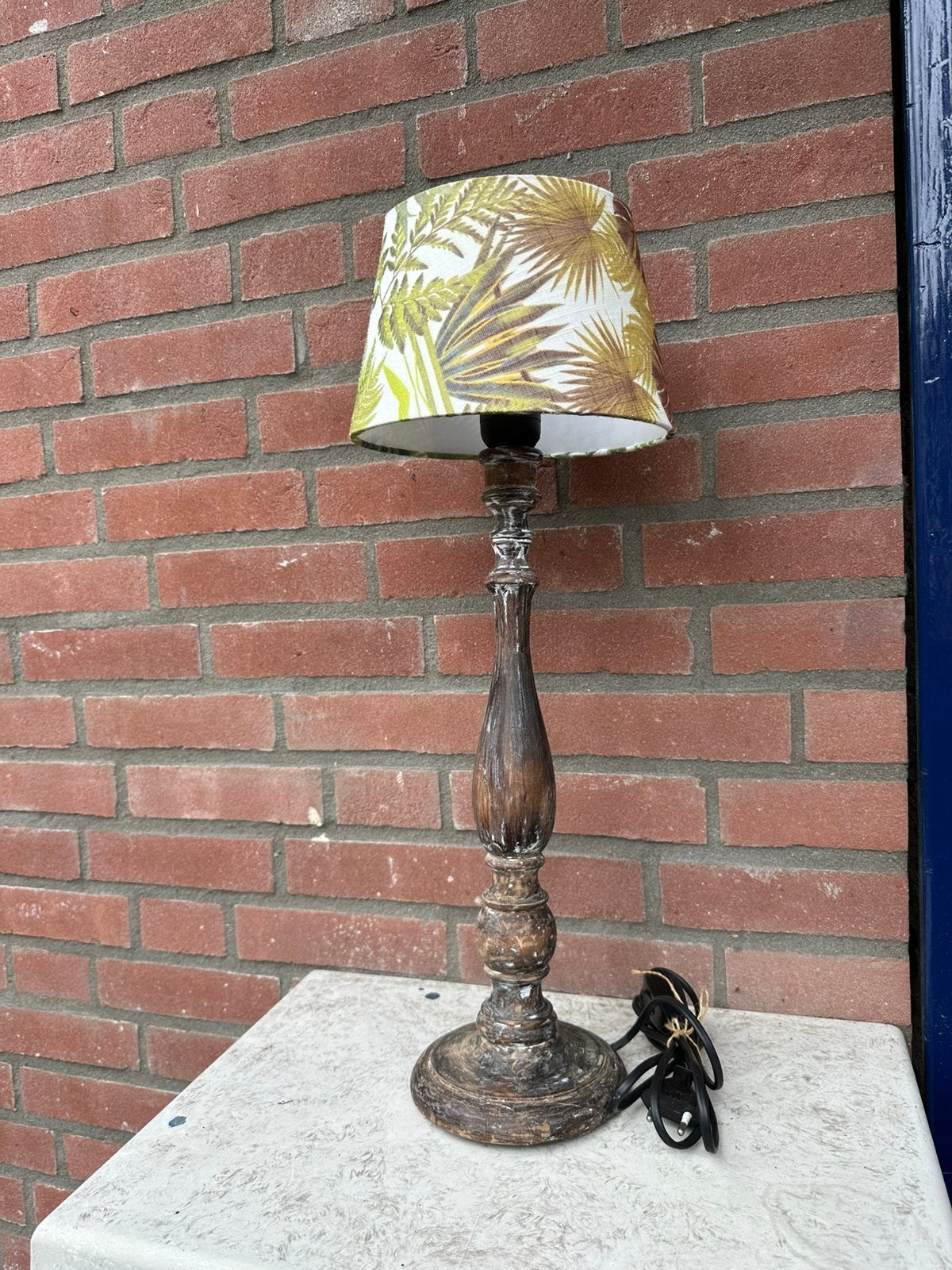 Brocante landelijke lamp schemerlamp, Ophalen of Verzenden, Zo goed als nieuw, Schemerlamp