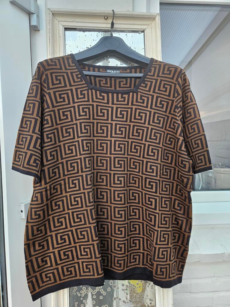 Request by Q truitje met vestje., Kleding | Dames, Request by Q, Bruin, Verzenden, Maat 46/48 (XL) of groter