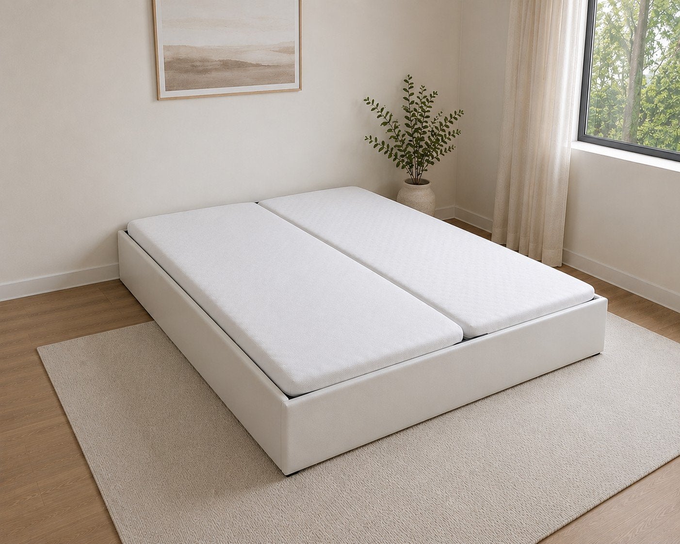 Tweepersoonsbed 180x200 met opbergruimte, Huis en Inrichting, Slaapkamer | Bedden, Ophalen, Overige materialen, Wit, Modern met opbergruimte