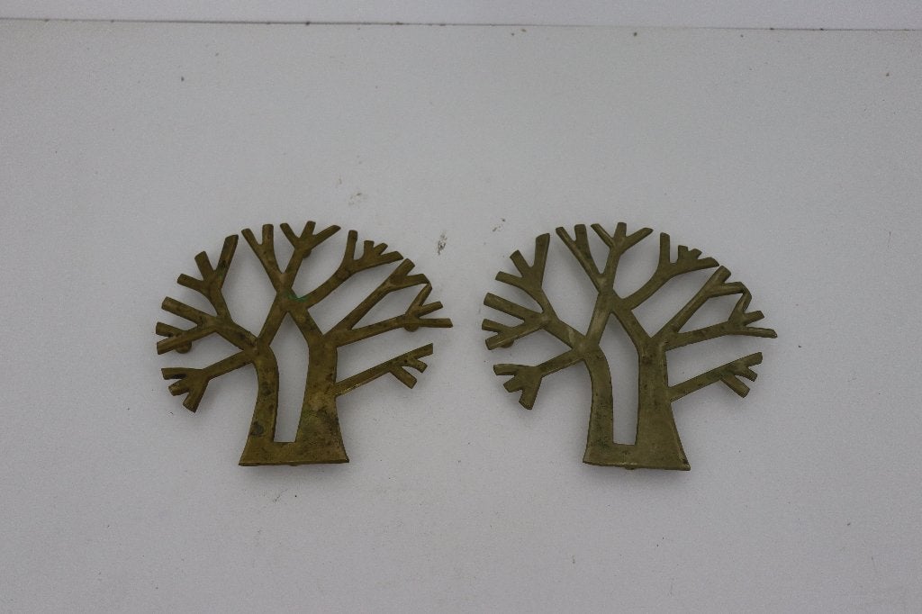 Prachtige set van 2 vintage messing onderzetters Levensboom, Antiek en Kunst, Ophalen of Verzenden