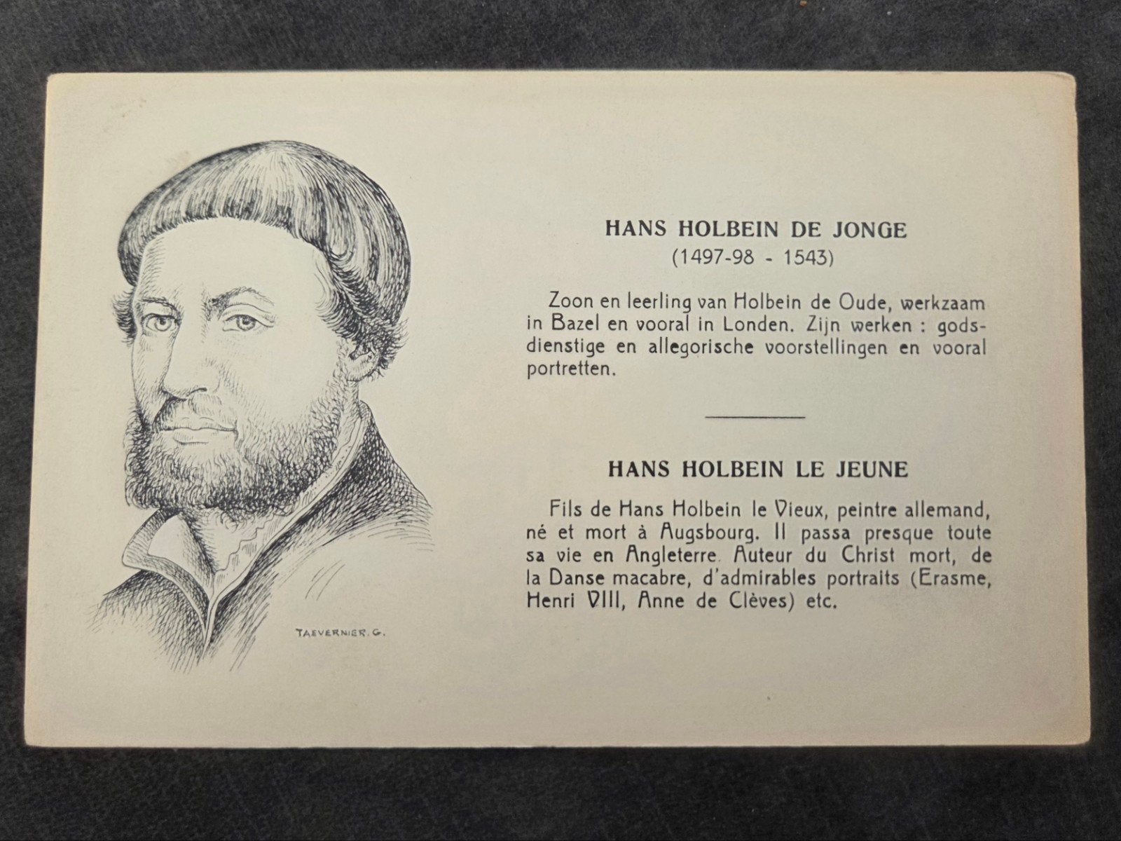 Oude prentbriefkaart Hans Holbein de Jonge, Verzenden, Voor 1920, Ongelopen, Overige thema's