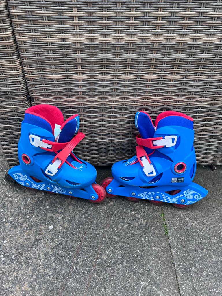 kinder rolschaatsen - Blauw/Rood maat 28-30, Ophalen, Verstelbaar, Gebruikt, Kinderen