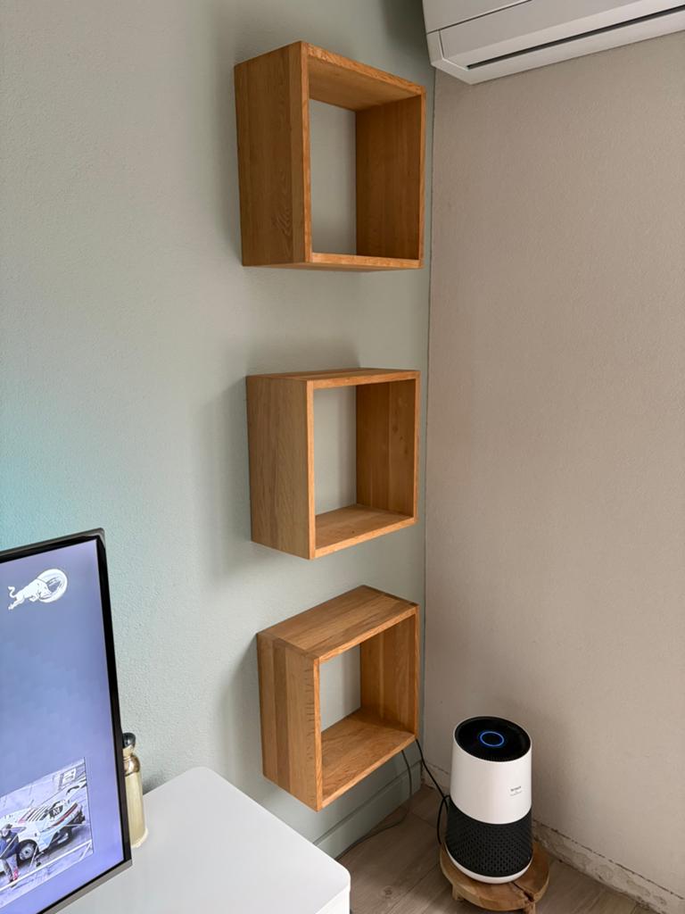 Kubussen massief hout 3 stuks blind ophangen, Huis en Inrichting, Ophalen, Zo goed als nieuw