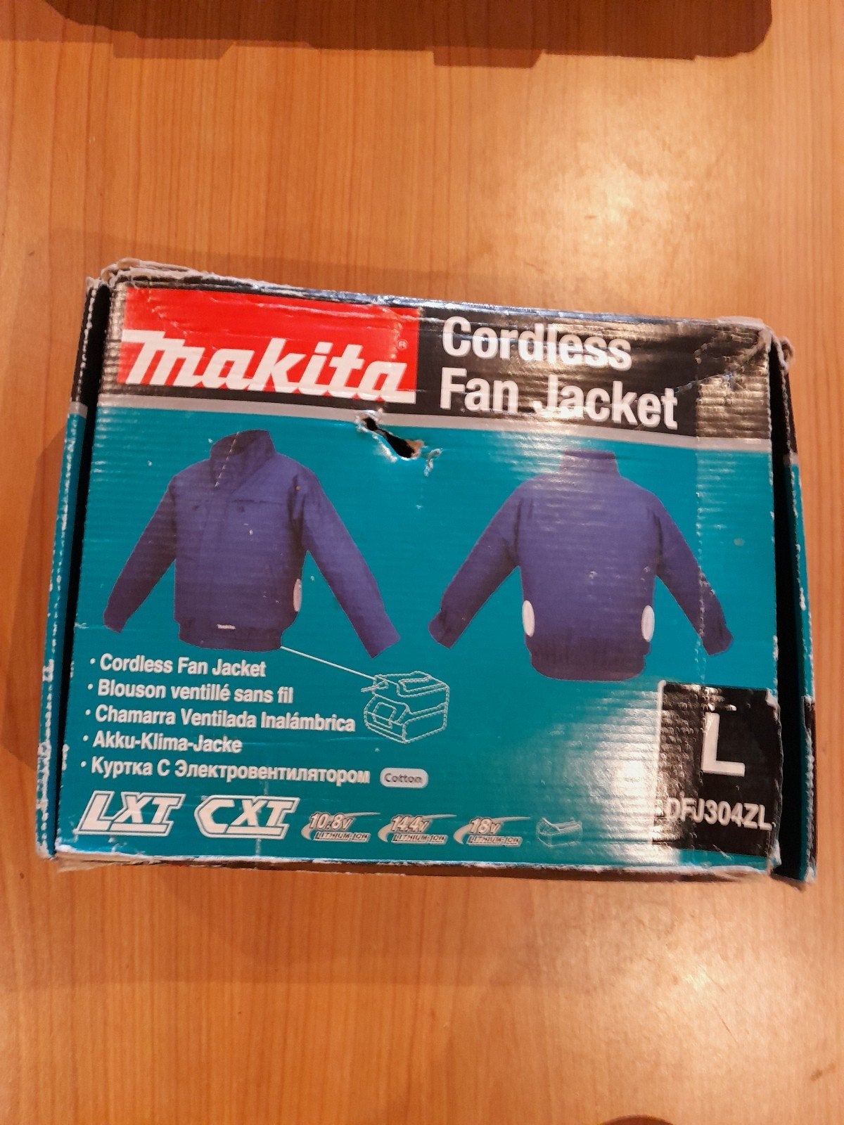Makita DFJ304ZL Accu Ventilator Jas - Maat L, Maat 52/54 (L), Makita, Blauw, Nieuw